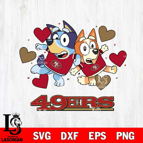 San Francisco 49ers Bluey & Bingo 10 Svg Eps Dxf Png File, NFL svg, Digital Download, Instant Download