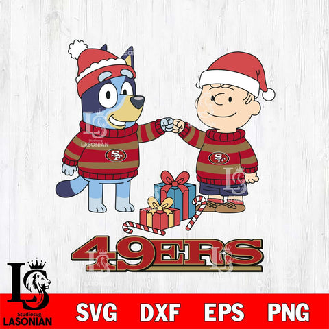 San Francisco 49ers Bluey With Charlie Brown Christmas Cricut,Christmas SVG DXF EPS PNG FILE, Digital Download,Instant Download, Silhouette