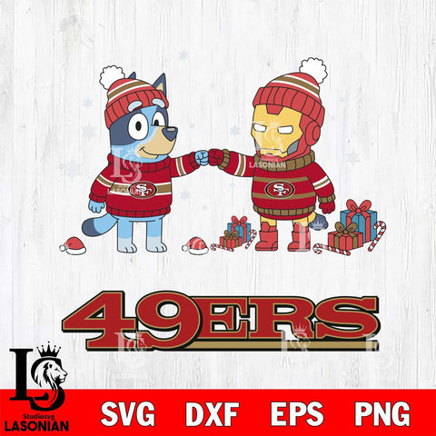San Francisco 49ers Bluey With Iron man Christmas Cricut,Christmas SVG DXF EPS PNG FILE, Digital Download,Instant Download, Silhouette