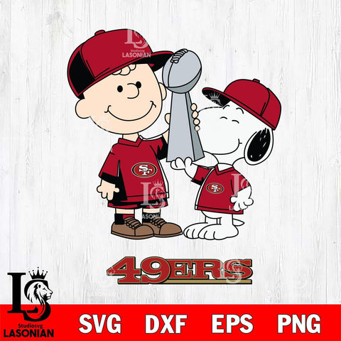 San Francisco 49ers Charlie Brown and Snoopy Champions Svg Eps Dxf Png File, NFL svg , Digital Download , Instant Download, Cricut File