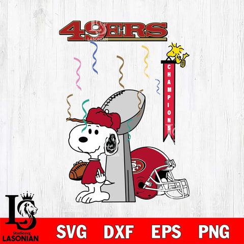 San Francisco 49ers Charlie Brown and Snoopy Super Bowl Svg Eps Dxf Png File, NFL svg , Digital Download , Instant Download, Cricut File