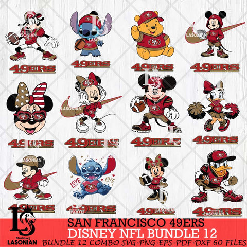 San Francisco 49ers Disney NFL Bundle Svg PNG 12 Svg Eps Dxf Png File, Digital Download