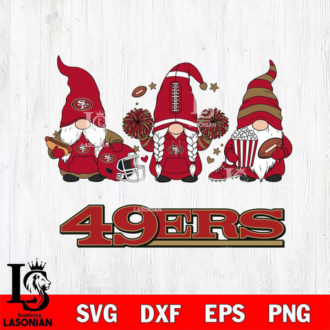 San Francisco 49ers Gnome Fan File Cut, NFL SVG, Digital Download , CHRISTMAS Criucut , Silhouette