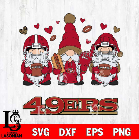 San Francisco 49ers Gnome Rugby File Cut, NFL SVG, Digital Download , CHRISTMAS Criucut , Silhouette
