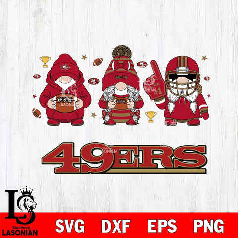 San Francisco 49ers Gnome #1 Football File Cut, NFL SVG, Digital Download , CHRISTMAS Criucut , Silhouette