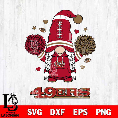 San Francisco 49ers Gnome cheerleader File Cut, NFL SVG, Digital Download , CHRISTMAS Criucut , Silhouette