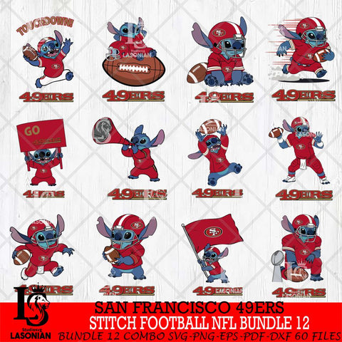 San Francisco 49ers Lilo and stitch Football NFL Bundle 12 SVG DXF EPS PNG FILE, NFL File Cut, Digital Download,Instant Download, Silhouette, Cricut