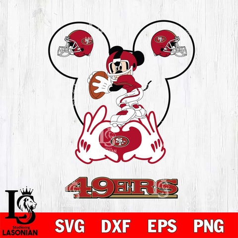San Francisco 49ers Mickey Heart Rugby Svg Eps Dxf Png File, Digital Download ,Instant Download, Cricut File