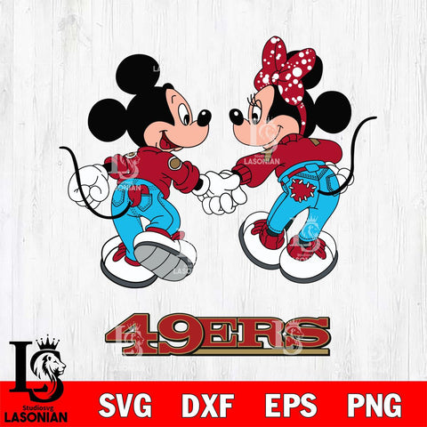 San Francisco 49ers Mickey Minnie Valentine Rugby Svg Eps Dxf Png File, Digital Download ,Instant Download, Cricut File