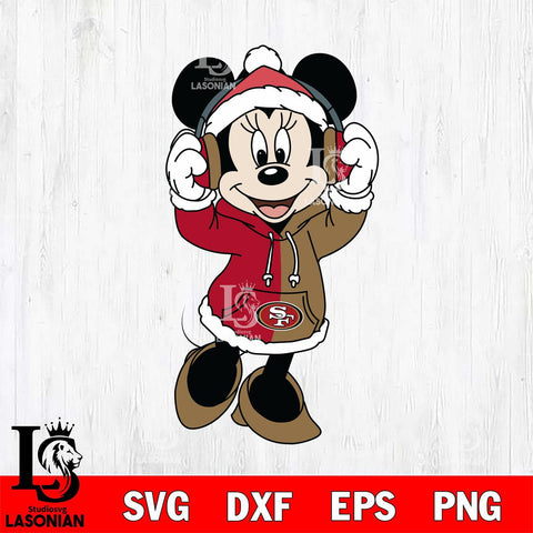 San Francisco 49ers Minnie Mouse Disney Football Christmas File Cut, NFL SVG DXF EPS PNG FILE, Digital Download , Criucut , Silhouette