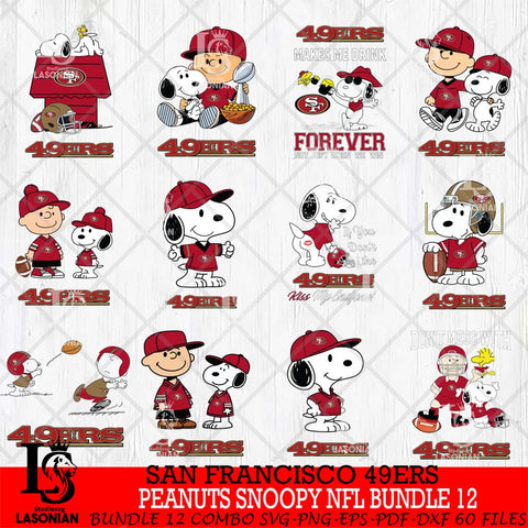 San Francisco 49ers Peanuts Snoopy Player NFL Bundle 12 SVG DXF EPS PNG FILE,Snoopy File Cut, bundle nfl Digital Download,Instant Download, Silhouette
