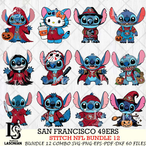 San Francisco 49ers Stitch Horror Bundle 12 SVG Eps Dxf Png File, Bundle NFL svg, Digital Download, Instant Download