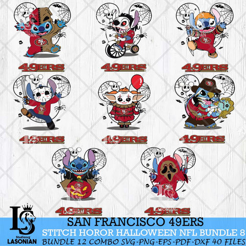 San Francisco 49ers Stitch Horror Halloween Bundle 8 Svg Eps Dxf Png File, Digital Download, Instant Download