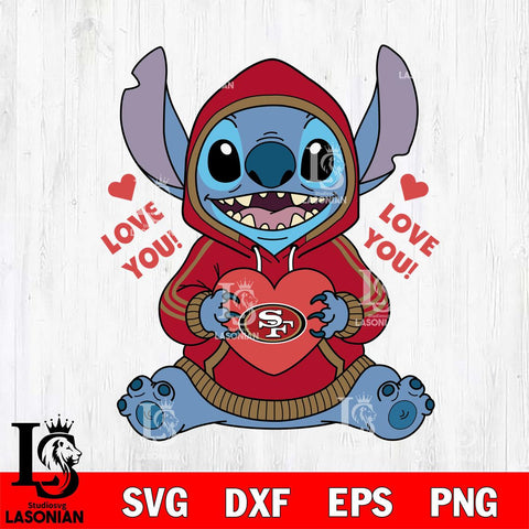 San Francisco 49ers Stitch Love You File Cut, NFL SVG DXF EPS PNG FILE, Digital Download , Criucut , Silhouette