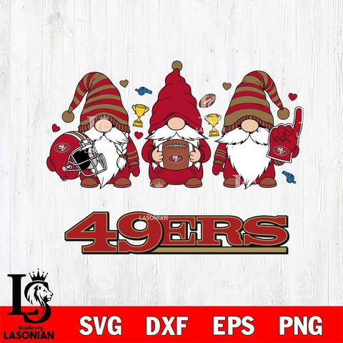 San Francisco 49ers Three Gnome File Cut, NFL SVG, Digital Download , CHRISTMAS Criucut , Silhouette