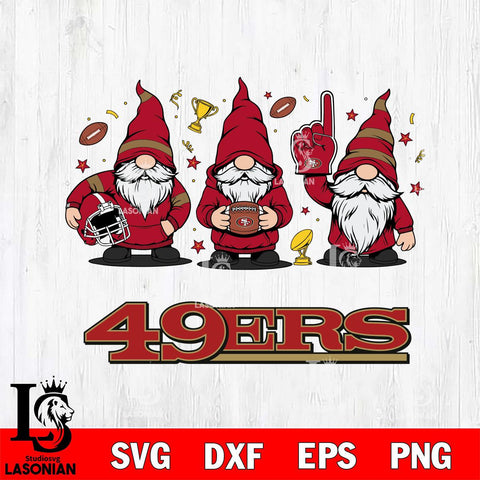 San Francisco 49ers Three Gnome FAN File Cut, NFL SVG, Digital Download , CHRISTMAS Criucut , Silhouette