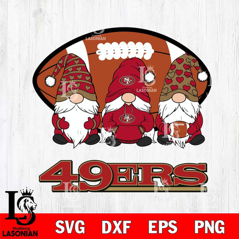 San Francisco 49ers Three Gnome Football File Cut, NFL SVG, Digital Download , CHRISTMAS Criucut , Silhouette