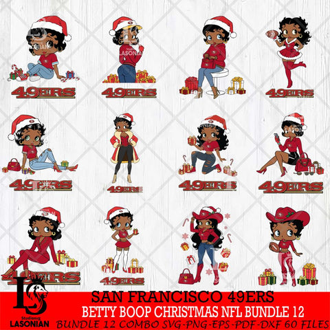 San Francisco 49ers  Betty Boop Christmas NFL Bundle File Cut, NFL SVG DXF EPS PNG PDF File, Digital Download , Criucut , Silhouette