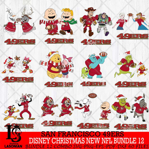 San Francisco 49ers  Disney Christmas New NFL Bundle 12 Cricut,Christmas SVG DXF EPS PNG FILE, NFL Digital Download,Instant Download, Silhouette