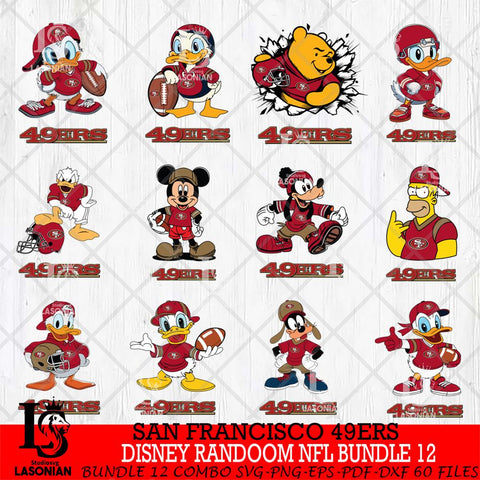 San Francisco 49ers  Disney Ramdoom NFL Bundle 12 Cricut,Bundle NFL SVG DXF EPS PNG FILE, Digital Download,Instant Download, Silhouette