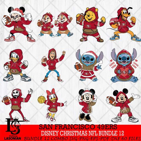 San Francisco 49ers  Disney christmas NFL Bundle File Cut,Bundle NFL SVG DXF EPS PNG FILE, Digital Download , Criucut , Silhouette