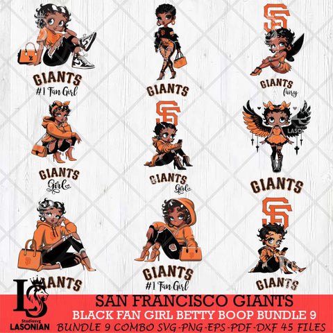 San Francisco Giants Black Fan Girl Betty Boop Bundle 9, Svg Eps Dxf Png File, Digital Download
