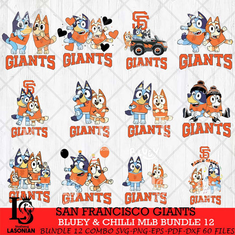 San Francisco Giants Bluey & Bingo MLB Bundle 12 SVG Eps Dxf Png File, Bundle MLB svg, Digital Download, Instant Download