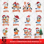 San Francisco Giants Bluey Christmas MLB Bundle 12 file Cricut , Bluey Cricut , Christmas Svg , Bluey svg , Digital Download, dxf eps png pdf file