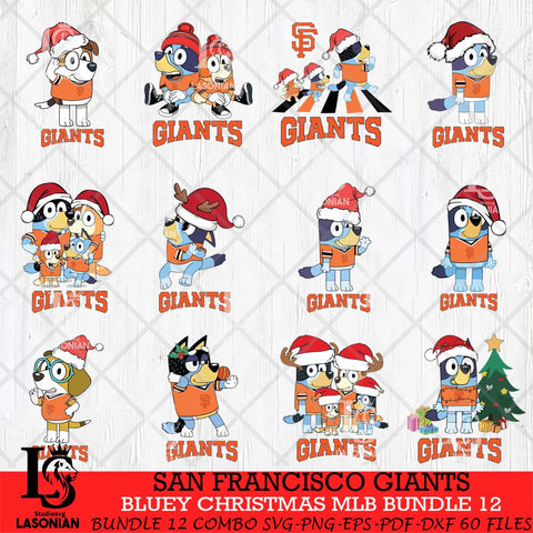 San Francisco Giants Bluey Christmas MLB Bundle 12 file Cricut , Bluey Cricut , Christmas Svg , Bluey svg , Digital Download, dxf eps png pdf file