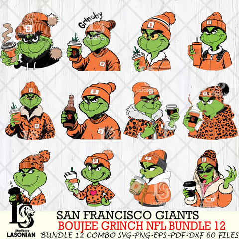 San Francisco Giants  Boujee Grinch MLB Bundle 12 SVG Eps Dxf Png File, Digital Download, Instant Download