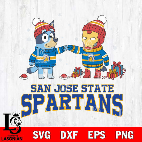 San José State Spartans Bluey With Iron man Christmas File Cut, NCAA SVG DXF EPS PNG FILE, Digital Download,Instant Download, Silhouette