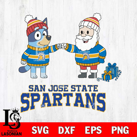 San José State Spartans Bluey With Satan Christmas File Cut, NCAA SVG DXF EPS PNG FILE, Digital Download,Instant Download, Silhouette