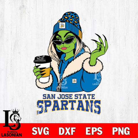 San José State Spartans Boujee Grinch Girls Christmas Cut Files Cricut, Svg Dxf Eps Png file, Digital download , Silhouette