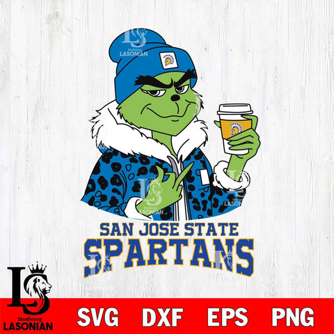 San José State Spartans Boujee Grinch Leopard Christmas Cut Files Cricut, Svg Dxf Eps Png file, Digital download , Silhouette