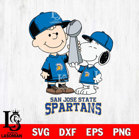 San José State Spartans Charlie Brown and Snoopy Champions Svg Eps Dxf Png File, NCAA svg , Digital Download , Instant Download, Cricut File