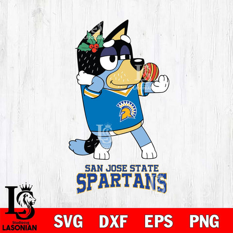 San José State Spartans Christmas Bluey Bandit Heeler Cut Files,Bluey Cricut,Christmas Svg , Bluey svg , Digital Download, dxf eps png pdf file