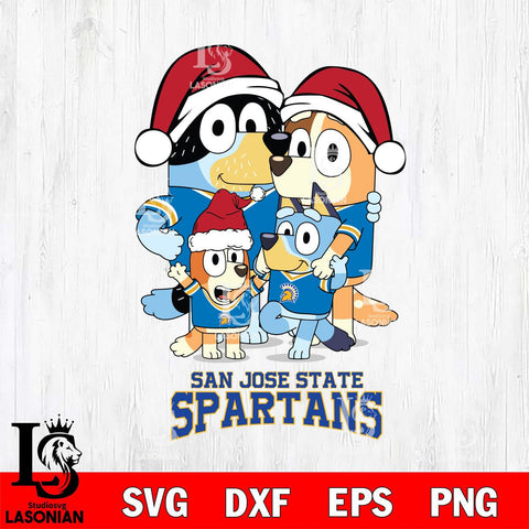 San José State Spartans Christmas Bluey Family Sport Cut Files,Bluey Cricut,Christmas Svg , Bluey svg , Digital Download, dxf eps png pdf file