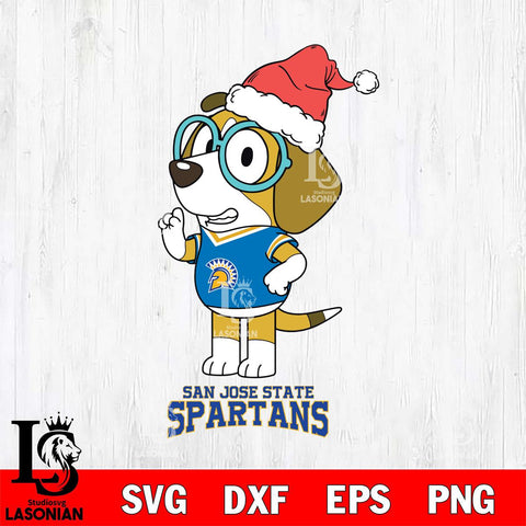 San José State Spartans Christmas Bluey Honey Sport Cut Files,Bluey Cricut,Christmas Svg , Bluey svg , Digital Download, dxf eps png pdf file
