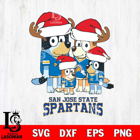 San José State Spartans Christmas Bluey Santa Family Cut Files,Bluey Cricut,Christmas Svg , Bluey svg , Digital Download, dxf eps png pdf file