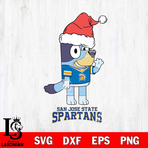 San José State Spartans Christmas Bluey Say Hi Cut Files,Bluey Cricut,Christmas Svg , Bluey svg , Digital Download, dxf eps png pdf file