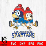 San José State Spartans Christmas Bluey & Bingo Sit Cut Files,Bluey Cricut,Christmas Svg , Bluey svg , Digital Download, dxf eps png pdf file