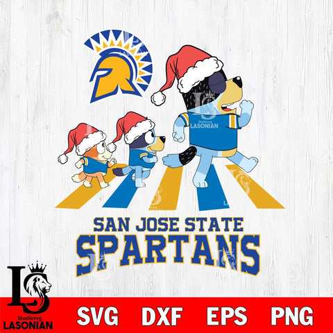 San José State Spartans Christmas Family Bluey Walking Cut Files,Bluey Cricut,Christmas Svg , Bluey svg , Digital Download, dxf eps png pdf file