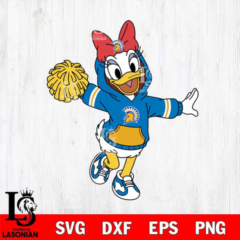 San José State Spartans Daisy Duck Cheerleader Christmas File Cut, NCAA SVG DXF EPS PNG FILE, Digital Download , Criucut , Silhouette