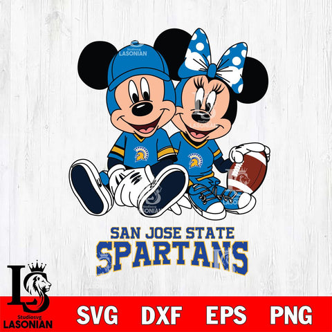 San José State Spartans Disney Mickey And Minnie Football Svg Eps Dxf Png File, NCAA svg , Digital Download , Instant Download, Cricut File