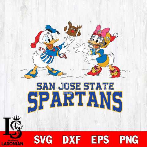 San José State Spartans Donald Duck & Daisy Duck Football Cricut,Christmas SVG DXF EPS PNG FILE, NCAA Digital Download,Instant Download, Silhouette