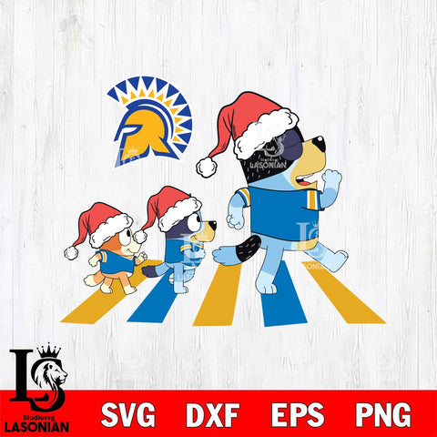 San José State Spartans Family Bluey Walking Christmas Svg Eps Dxf Png File, Digital Download, Instant Download