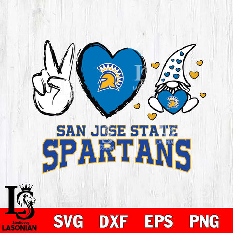 San José State Spartans Gnomes Peace & Love Svg Eps Dxf Png File, Digital Download, Instant Download