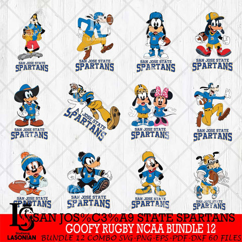San José State Spartans Goofy Rugby Disney NCAA Bundle 12 SVG DXF EPS PNG FILE,NCAA bundle svg ,Football Digital Download,Instant Download, Silhouette
