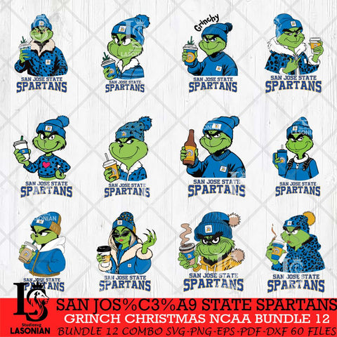 San José State Spartans Grinch Christmas NCAA Bundle 12 Svg Eps Dxf Png File,Cricut files, Digital Download, Instant Download