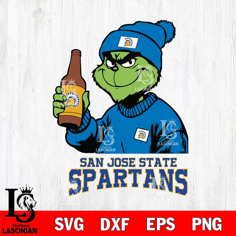 San José State Spartans Grinch Drinking Beer Christmas Cut Files Cricut, Svg Dxf Eps Png file, Digital download , Silhouette